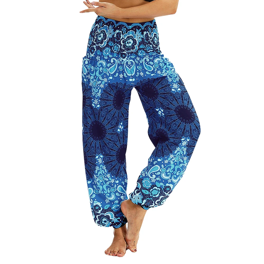 

JODIMITTY Casual Plus Size Print Pants Woman Vintage Elastic Waist Summer Pants Female Streetwear Bohemian Trousers Sexy Beach