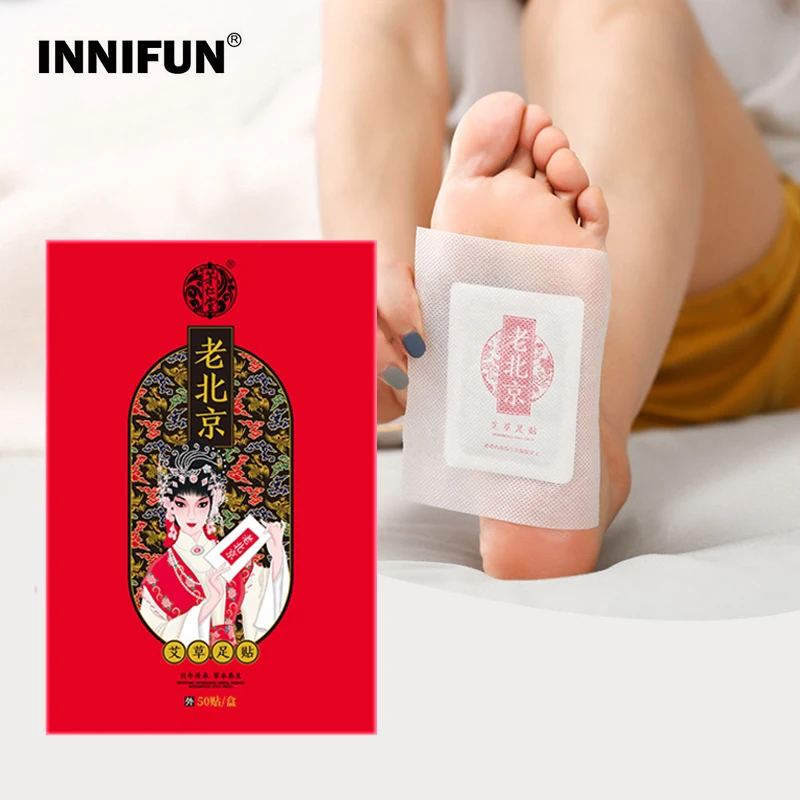 50pcs Detox Foot Patches Wormwood Health Care Foot Patch Pads Body Nourishing Feet Care Old Beijing Improve Sleep Slimming
