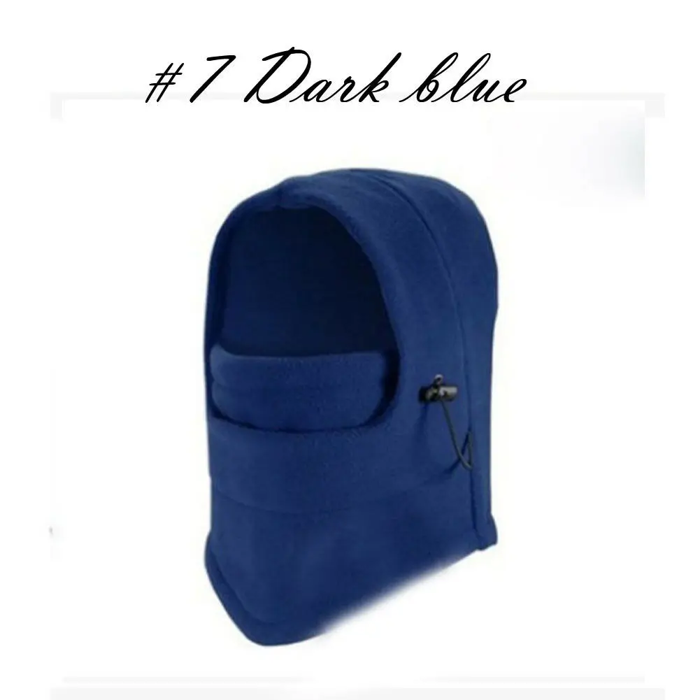 Dark blue Unisex Polar Fleece Hood Hat Beanie Ski Snow Cap Snood Scarf Warmer Thermal Winter Thick Snow Cap Face Mask Cycling Hat Outdoor - Цвет: Dark blue