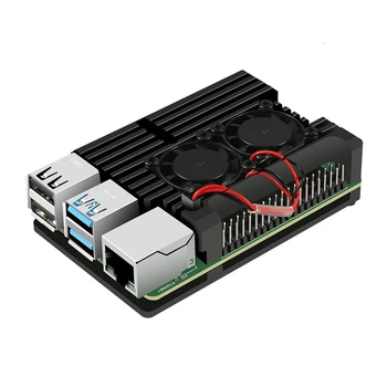 

Aluminum Case, Dual Fan with Heat Sink, HeatSink Case Accessories for Raspberry Pi 4B