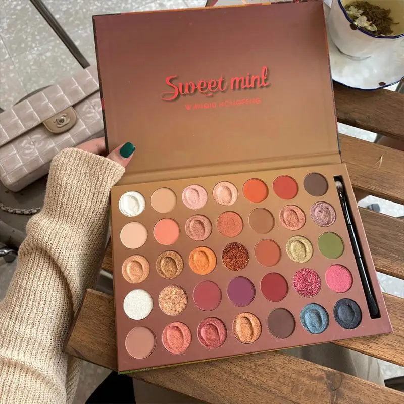 

35 Colors Makeup Eyeshadow Palette Matte Pearlescent Glitter Waterproof Eye Shadow Pigment Brighten Highlighter With Brush TSLM1