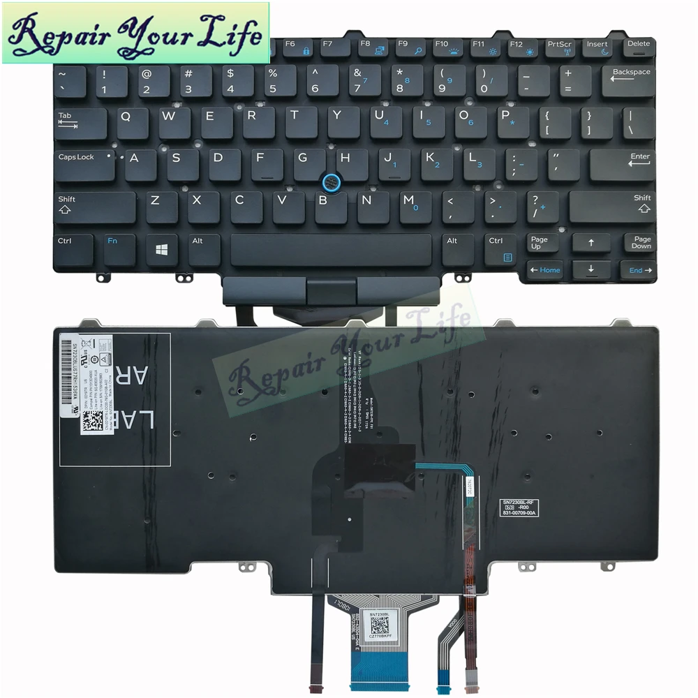 Новая клавиатура для ноутбука Dell Latitude E5450 E7450 E7470 E5470 с подсветкой 0D19TR D19TR |