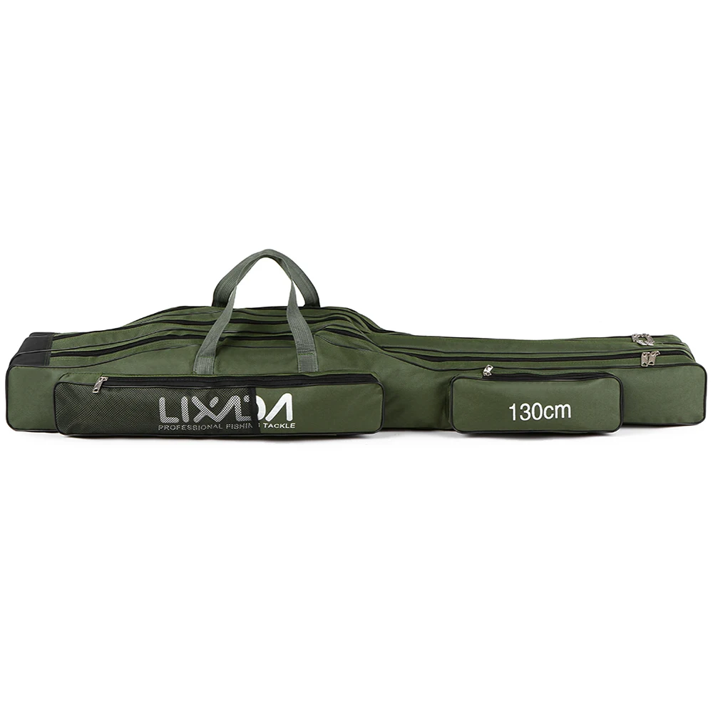 Lixada 130cm/150cm Three Layers Fishing Rod Bag Portable Folding Fishing Tackle Tool Carry Case Carrier Backpack For Fishing - Color: GREEN 130CM