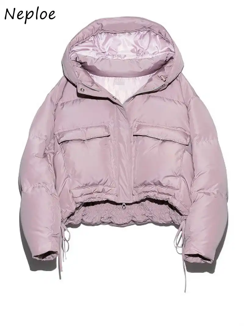 Neploe 21日本スタイル新ダウンコート秋冬ダブルポケット巾着フード付きパーカーカジュアルホワイトダックダウンジャケット パーカー Aliexpress