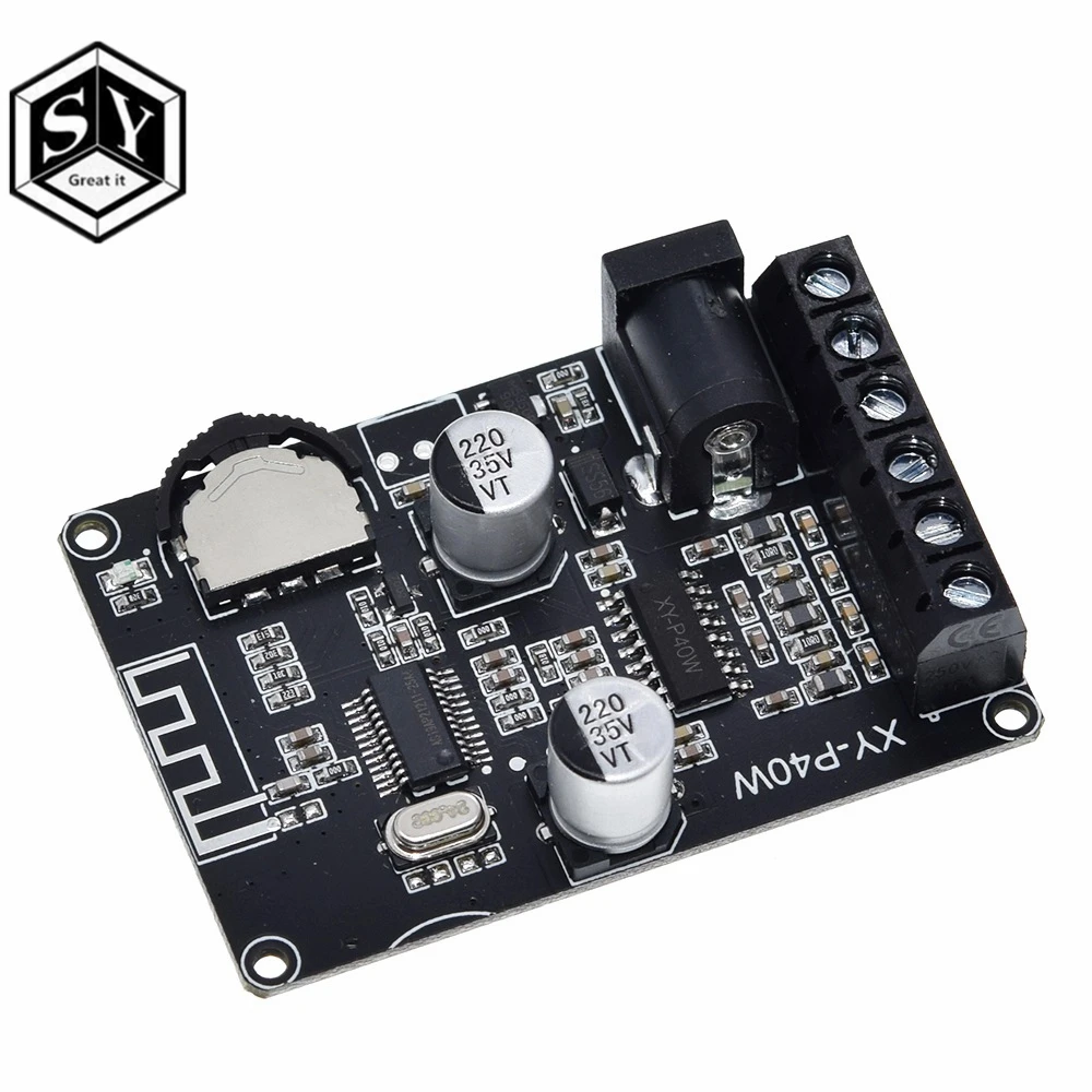 Bluetooth 5,0 стерео аудио усилитель мощности доска 40Wx2 Bluetooth приемник DC 12/24V питания XY-P40W