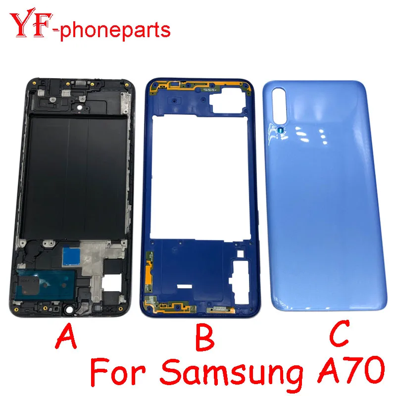 housing mobile phone Middle Frame For Samsung Galaxy A70 A705 Housing Front Frame Middle Frame + Back Battery Cover + Camera Lens Repair Parts mobile phone housings