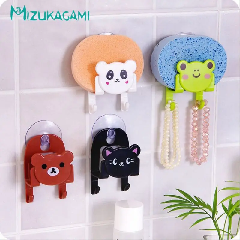 

1PC Cartoon Kitchen Multi-Purpose Suction Wall Cleaning Sponge Drain Rack Strong Suction Cup Sink Rack Hook Debris Rack