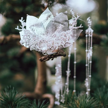 

YYOUFU Hairclip Hair Crown Earring Hair Accessories Rhinestone Waterdrop Leaf Tiara Crown Headband Chinese style Hair Jewelry