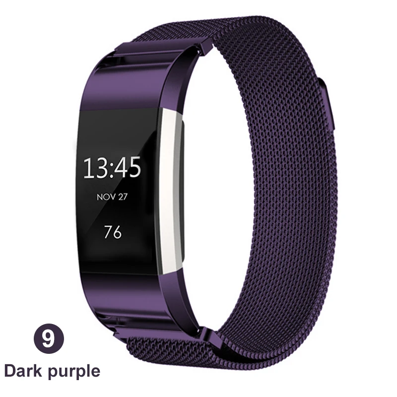Миланская петля ремешок для Fitbit Charge 2 Смарт часы браслет S L Металл Нержавеющая сталь Магнитная Pulseira спортивный браслет - Цвет ремешка: Deep purple