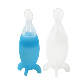 

Newborn Baby Squeezing Feeding Bottle Silicone Training Rice Spoon Infant Cereal Food Supplement Feeder Safe Tableware Tools