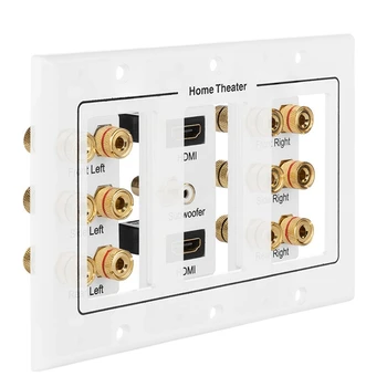 

3-Gang 6.1 Speaker Wall Plate Home Theater Wall Plate 1 RCA 2 HDMI 6 Speakers