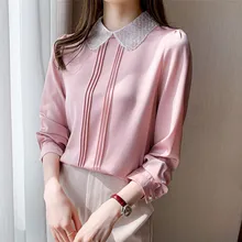 Aliexpress - Korean Women Shirts Chiffon Blouses Women Long Sleeve Shirts Tops Woman White Shirt Blouse Woman Peter Pan Beading Shirt Blouses