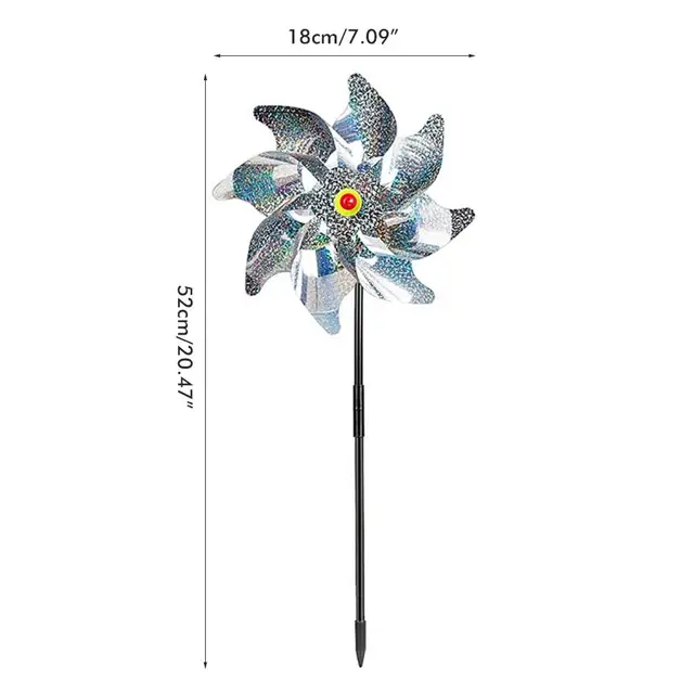 5Db Madárriasztó Szélmalmok Védelme A Kerti Gyümölcsös Udvar Tetőjének Dekorációja Madárgátló Tükrök - Image 5