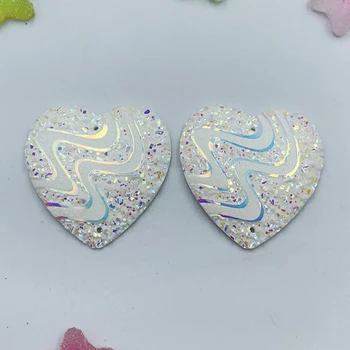 

35mm heart-shaped AB resin 2 holes crystal flat back cothes shoes decorations rhinestones 10pcs/Lot-T00