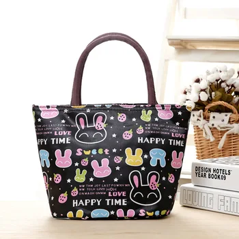 

Flowers Printing Women Portable Lunch Bag Nylon Waterproof Thermal Lunchbox Food Picnic Bags Handbag Kids Girls Storage Box New