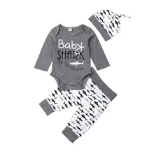 Боди для новорожденных мальчиков; комбинезон с рисунком акулы; штаны с длинными рукавами; леггинсы; комплект одежды с шапочкой; одежда; сарафаны; Новинка