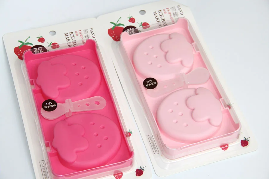 A2435 Homemade Strawberry with Lid Ice Tray Sorbet Mould Box Creative Ice Cream Silicone DIY Strawberry Ice Maker 0