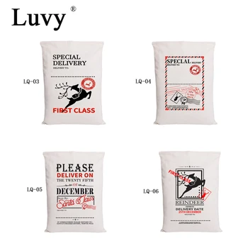 

Luvy Christmas Bag 10pcs Wholesale Santa Sacks 6 Styles Hot Sale Big Santa Claus Party Kids Drawstring Canvas Bag Christmas Gift