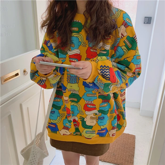 autumn sweatshirt women winter harajuku korean clothes fashion stranger things playful funny cartoon oversized hoodie women
