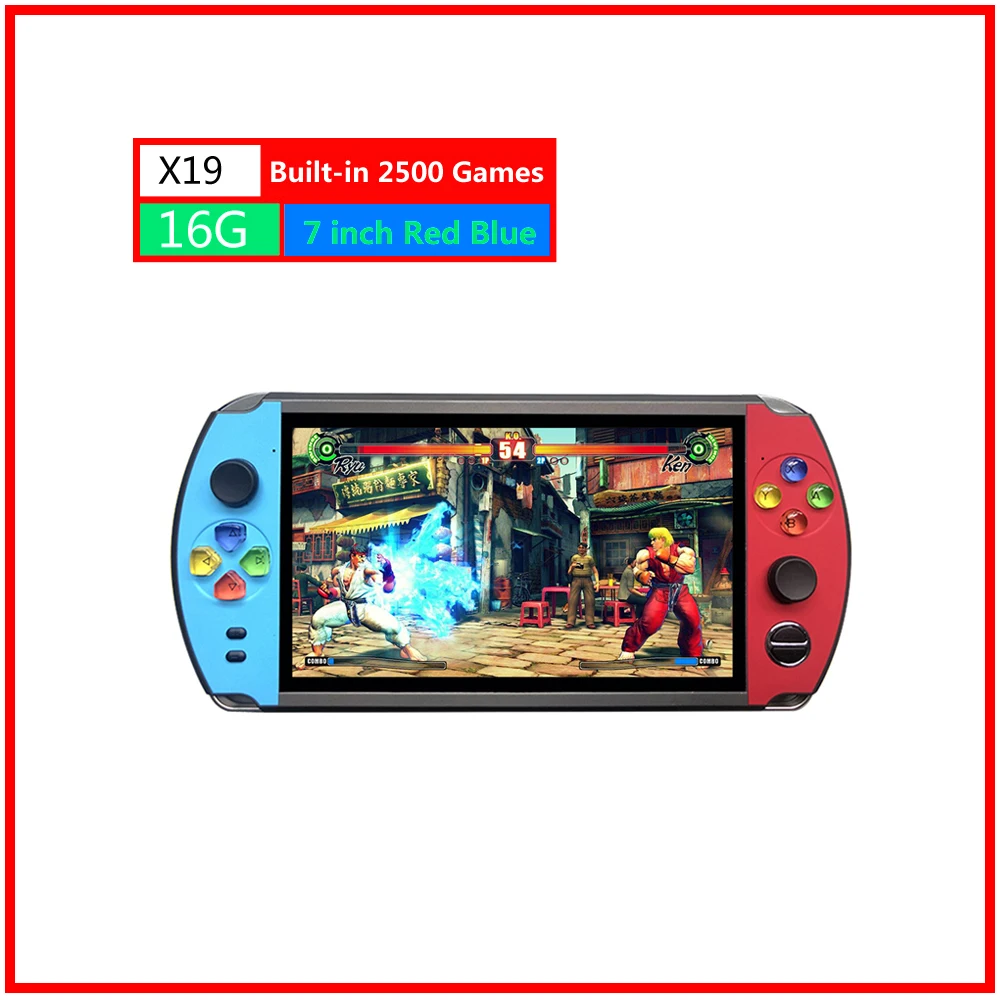 X12/X9/X16 портативная игровая консоль 8 Гб 16 Гб встроенные 2000 игры для psp игровой плеер для FC/GB/GBA/NES/SFC/PS gaming - Цвет: X19 16g blue red