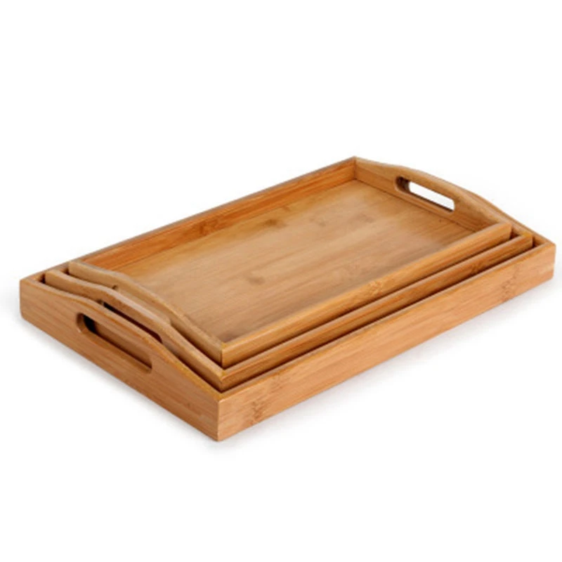 

Rectangular Bamboo Tea Tray High-Grade Hotel Home Furnishing Daily Fruit Tableware Bamboo Plate 1 Set Of 3
