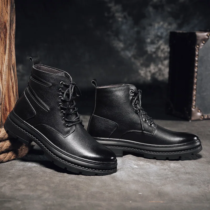 

MEN'S Shoes Autumn High Shoes Men Korean-style England MEN'S Casual Shoes Martin Boots Cotton-padded Shoes with Velvet Men's Fas