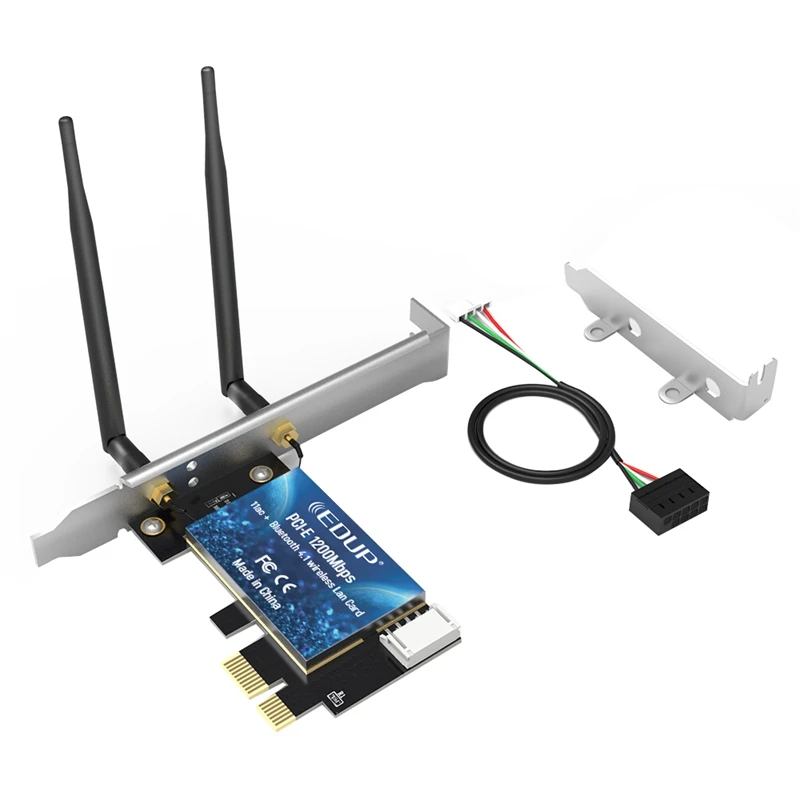 EDUP PCI-E 1200 Мбит/с WiFi карта Bluetooth 4,0 адаптер 2,4 ГГц/5 ГГц Двухдиапазонная беспроводная сетевая карта с антеннами для настольного ПК