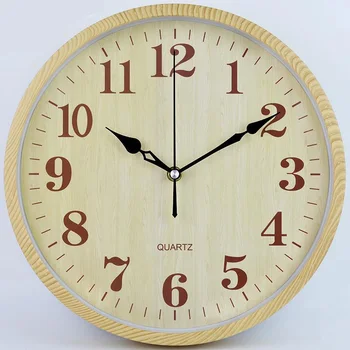 

Wall Clock Living Room Silent Retro Clock Bedroom Round Imitation Wood Wall Watch Modern Minimalist Creative Quartz Clock