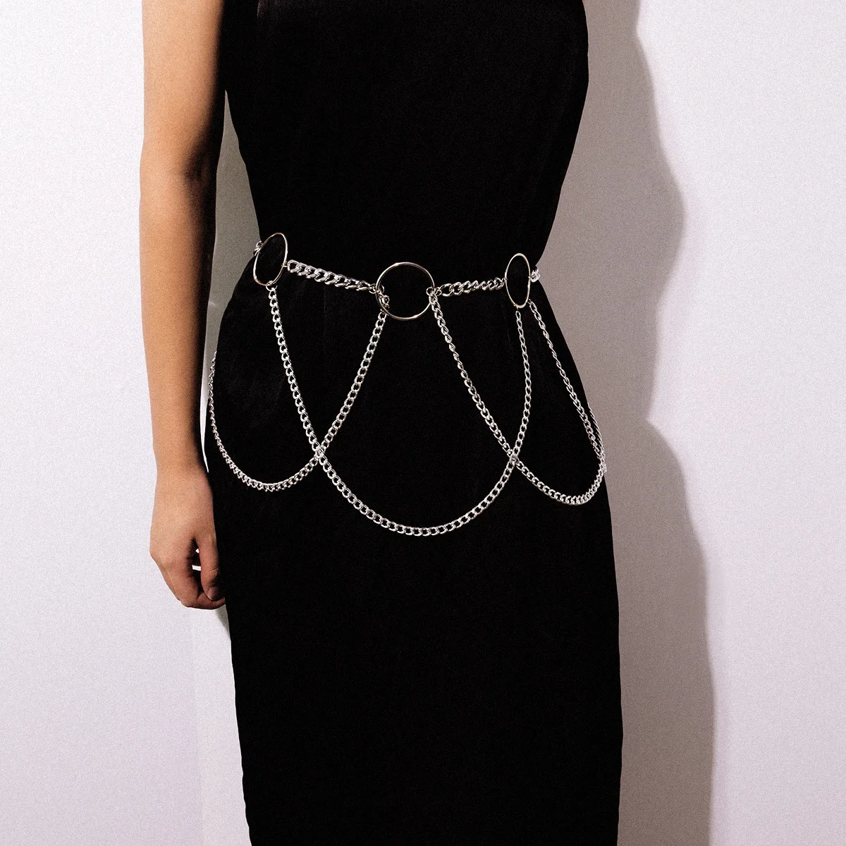 

Europe And America Accessories Cool Geometry Circular Ring Tassels Waist Sexy U-Shaped Chain Simple Versatile Chain Belt Women's