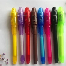 100 шт/партия, 2 в 1 чернильные ручки, ручка с невидимыми УФ-чернилами, секретное сообщение ручка, 8 цветов смешанные