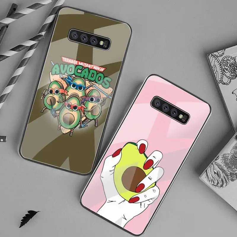 Милый чехол для телефона с авокадо из закаленного стекла Samsung S20 Plus S7 S8 S9 S10 Note 8 9 10 |