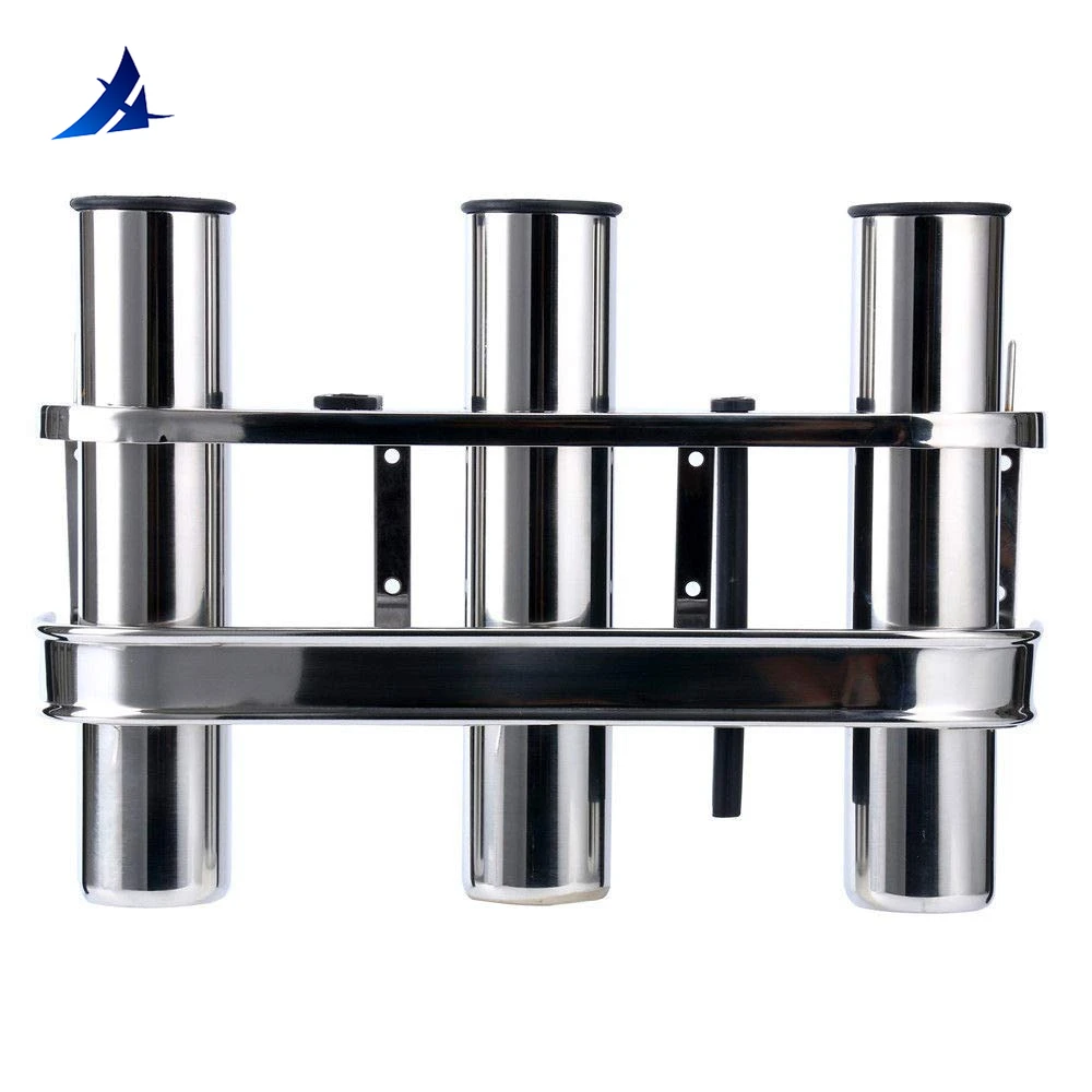 

Boat Accessories Marine Stainless Steel Triple Fishing Rod Storage Holder Rack & Boat Organiser