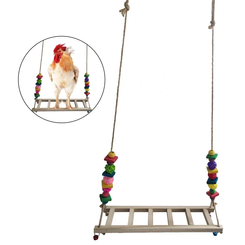 

Natural Wooden Pet Birds Chicken Perch Parrots Hanging Swing Cage Toys Stand Climbing Holder Pendant for Parakeet