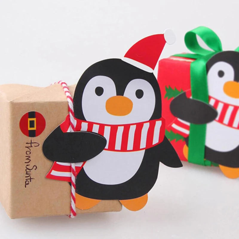 50Pcs Santa Claus Penguin Lollipop Christmas Card Lolly sugar-loaf Xmas Party Decorations Gift For Home 2018 Decorated