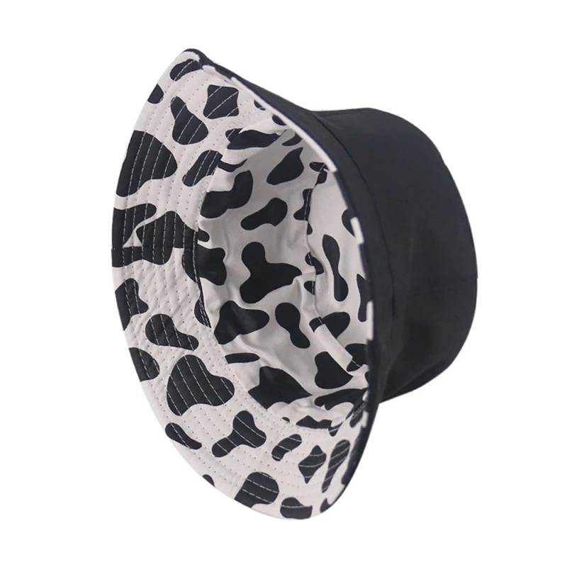 New Fashion Cow Print Hat White Black Bucket Hat Reversible Fisherman Caps Summer Hats For Women Gorras