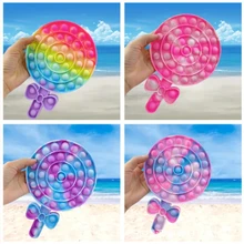 

New Arrival Silicone Lovely Swirl Lollipop Shape Push Popper Bubble Rainbow Pop Up Popping Sensory Poppet Fidget Toy
