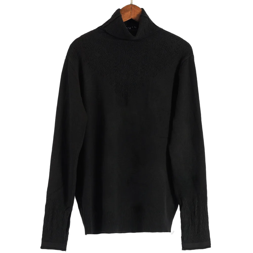 Модные женские свитера, Свободный вязаный свитер с воротником-хомутом и длинными рукавами, однотонный пуловер, женский свитер, Осенний Теплый Женский пуловер - Цвет: Black