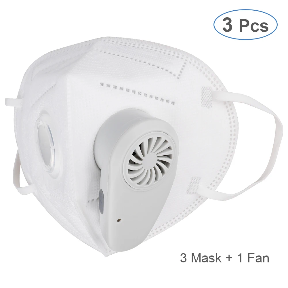 

3Pcs Smart Electric Face Mask 4-Layer Air Purifying Anti Dust Pollution PM2.5 Mouth Mask With Breathable Valve New