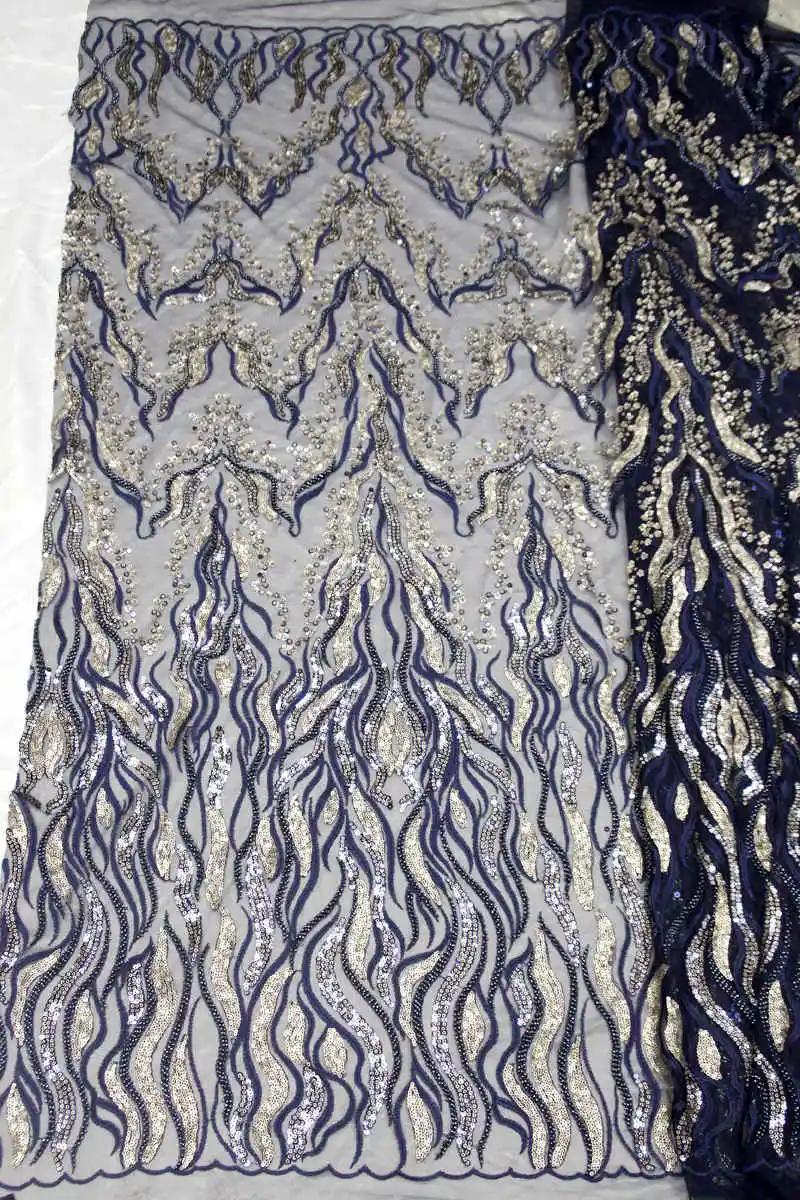 15 ярд/лот Последняя французская Сетка кружевная ткань Африканская Тюлевая сетчатая кружевная ткань с бисером высокое качество африканская кружевная ткань QG770 - Цвет: 27
