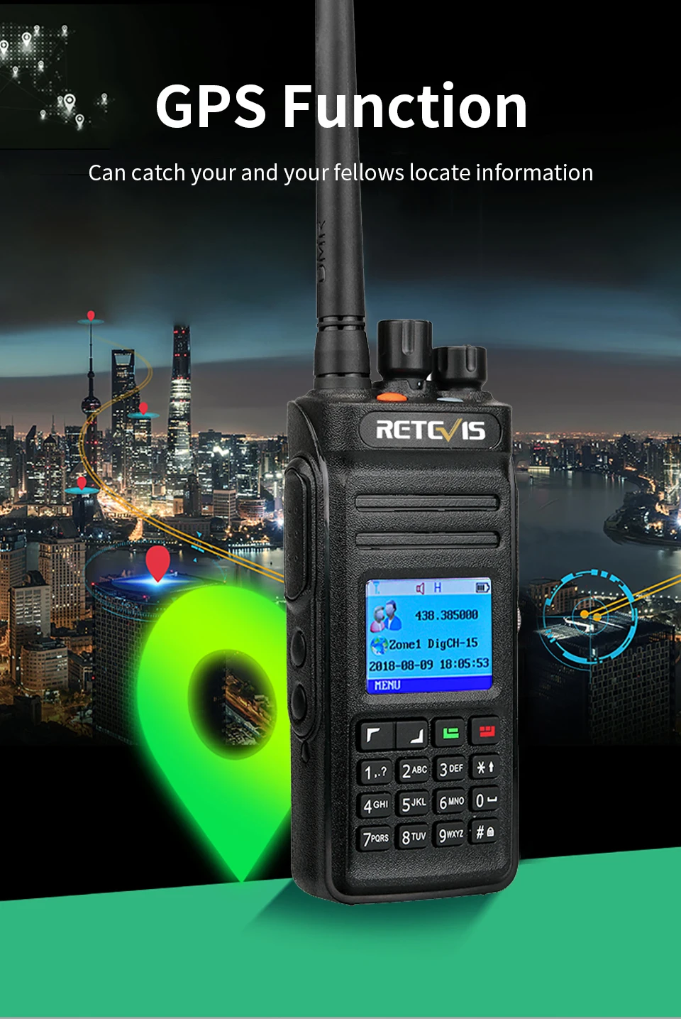 Retevis RT83 DMR цифровая рация(gps) IP67 водонепроницаемый пылезащитный UHF Ручной любительский Открытый двухстороннее радио+ программный кабель