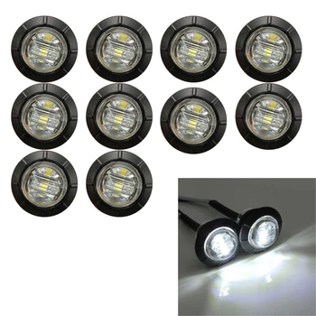 

10PCS Black Smoked White Spot Mini 12V 3/4" Side Marker Trailer Boat Bullet Light