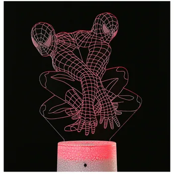 

Marvel Hero Spider Man LED Charge Remote Control And Battery Night Lamp 3D Laser Carving Light Decoration Holiday Bedroom Party
