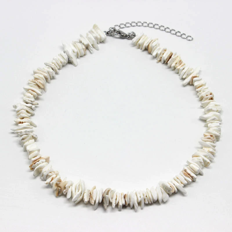 Finrezio 12PCS Natural Shell Choker Necklaces for Women Girls Handmade Puka Shell Necklace Pearl Necklace Bohemian Beaded Necklaces Set Adjustable 