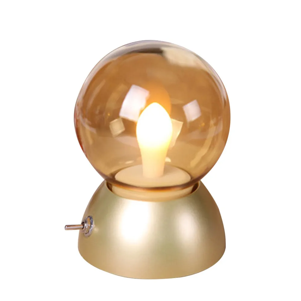 Golden Base C Светодиодный иарный винтажный Светодиодная лампа USB ночной Светильник из янтарного стекла 5 в перезаряжаемый аккумулятор портативный светильник ing светильники прикроватная настольная лампа - Испускаемый цвет: Golden Base C