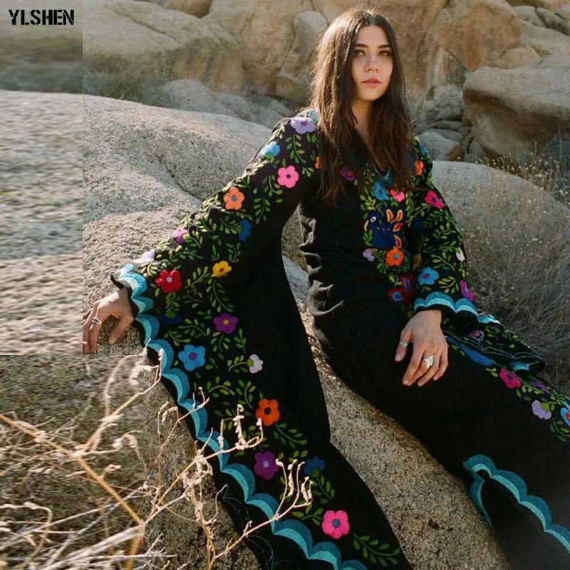 Autumn African Dresses for Women 2019 News Fashion Robe Long Dress Floral Print Bazin Vestidos Dashiki Party African Clothes 01