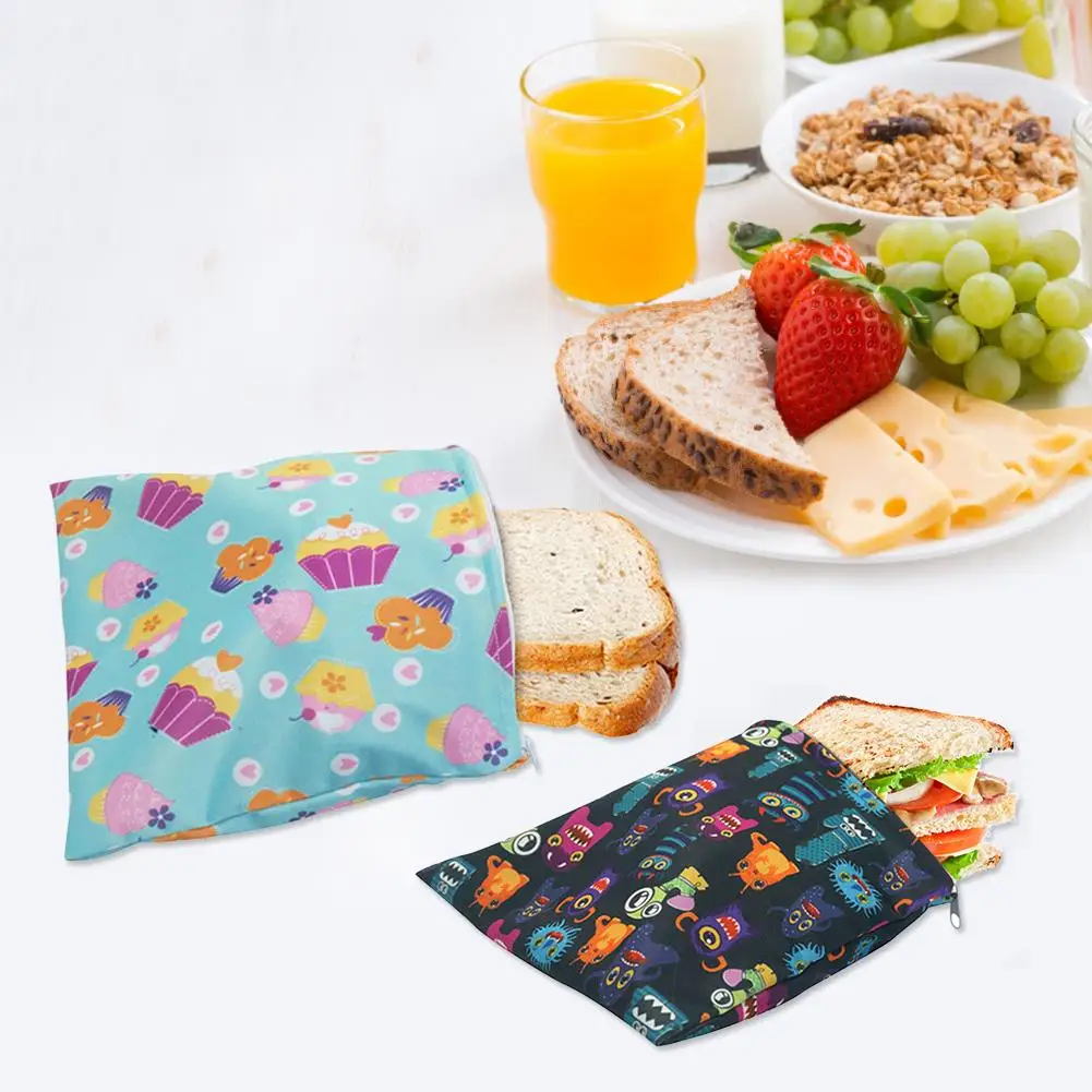 3 шт многоразовые закуски мешок сэндвич мешок защита окружающей среды хлеб водонепроницаемый мешок сэндвич упаковка мешок для школы кемпинга