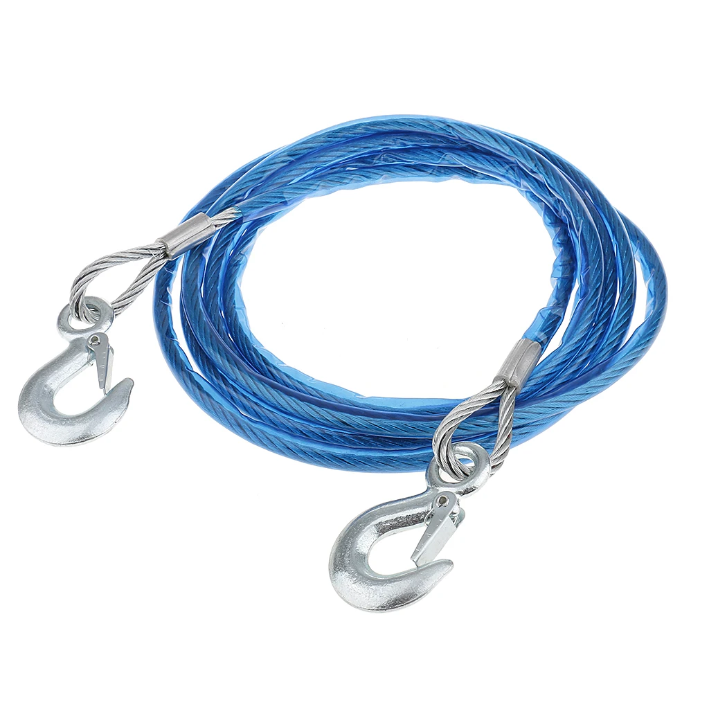 

4m Steel Wire Rope Winch Cable Hook Tow for Truck Flatbed Boat Car Emergency