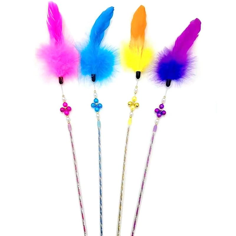 

Pet Toy Funny Cat Stick With Bells Simulation Fishing Rod Cat Interactive Toy Cat Wand Toy Feather Stick Pet Accessories