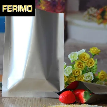

9*13cm Flat Pocket 100Pcs/ Lot Silver White Pure Aluminum Bag, Mylar Foil Heat Seal Vacuum Pouches Water Proof Food Storage Sack