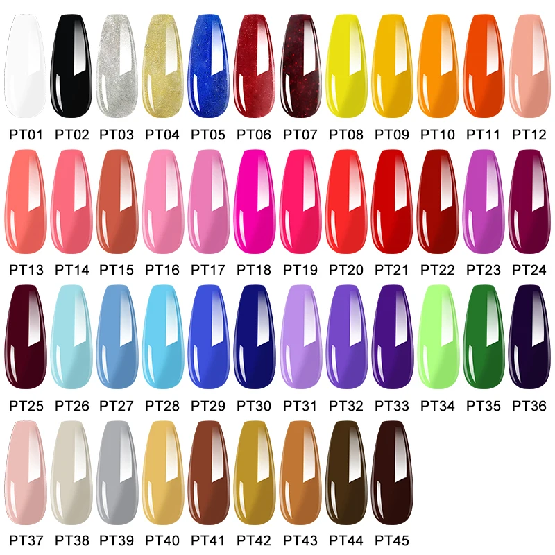 45Pcs Gel Nail Polish Set Soak Off UV LED Gel Varnish Long Lasting Nail Art Gel Lacquer Cured By Nail Dryer Need Base Top Coat